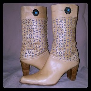 Stuart Weitzman leather boots, tan.